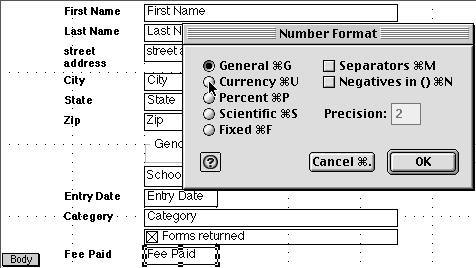 Number Format box