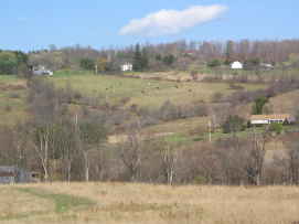 meadows and fields on hillside