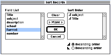 sort records dialog box